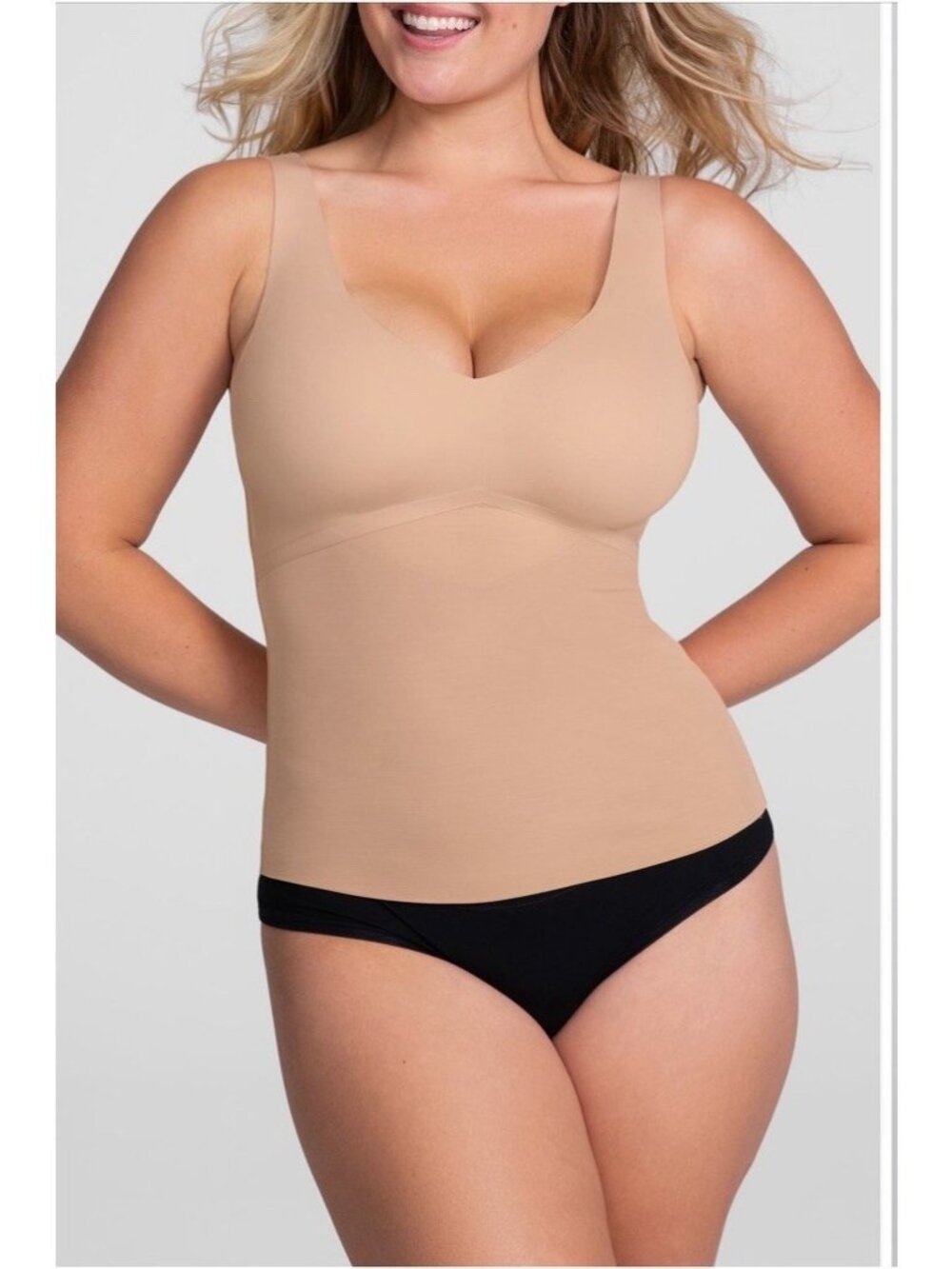 HoneyLove Woman's Sz XL LiftWear Tank Top in "Sand" Tan Molded Bra